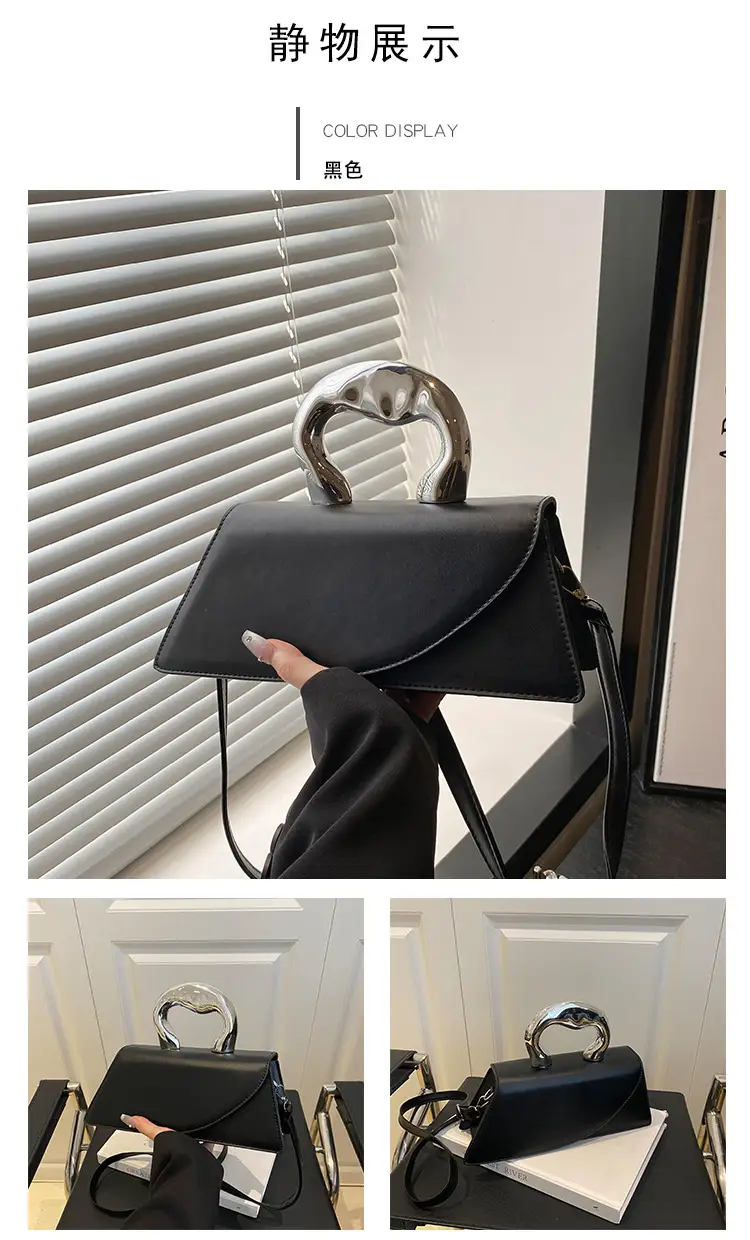 French Style Black Square Crossbody Bag for Women — feature 12