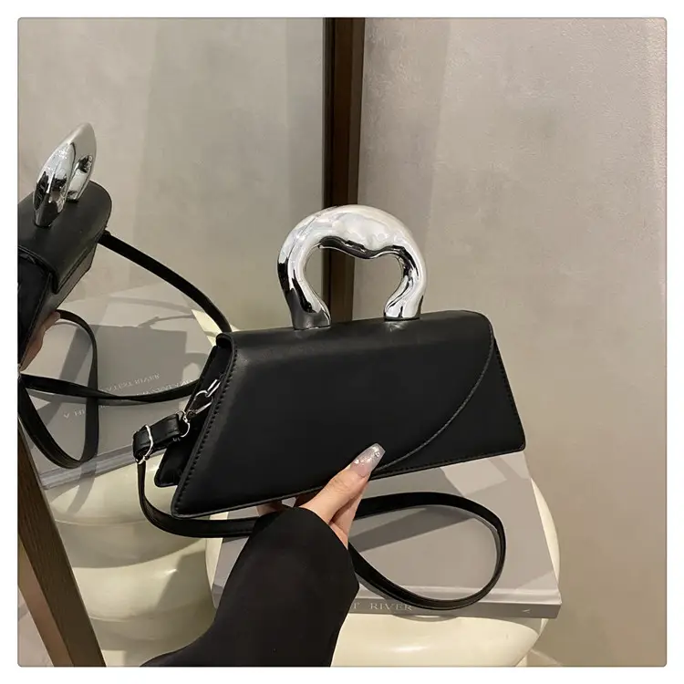 French Style Black Square Crossbody Bag for Women — feature 45