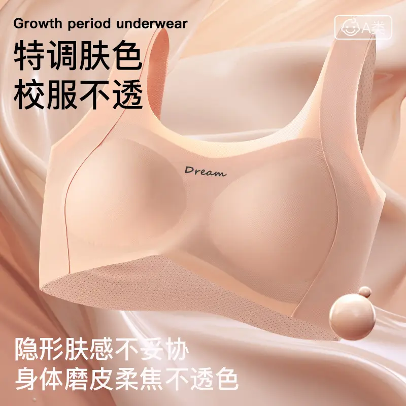 Summer New Style Seamless Bra for Adolescent Girls, Breathable, Comfortable and Skin-Friendly Girls' Underwear, Anti-Bump Vest