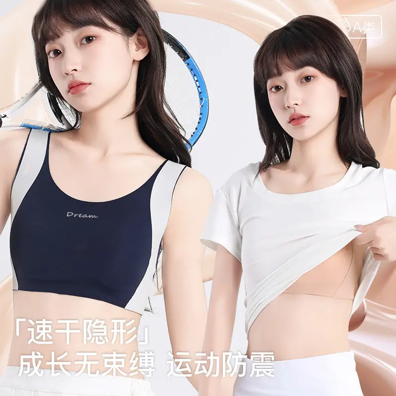Summer New Style Seamless Bra for Adolescent Girls, Breathable, Comfortable and Skin-Friendly Girls' Underwear, Anti-Bump Vest