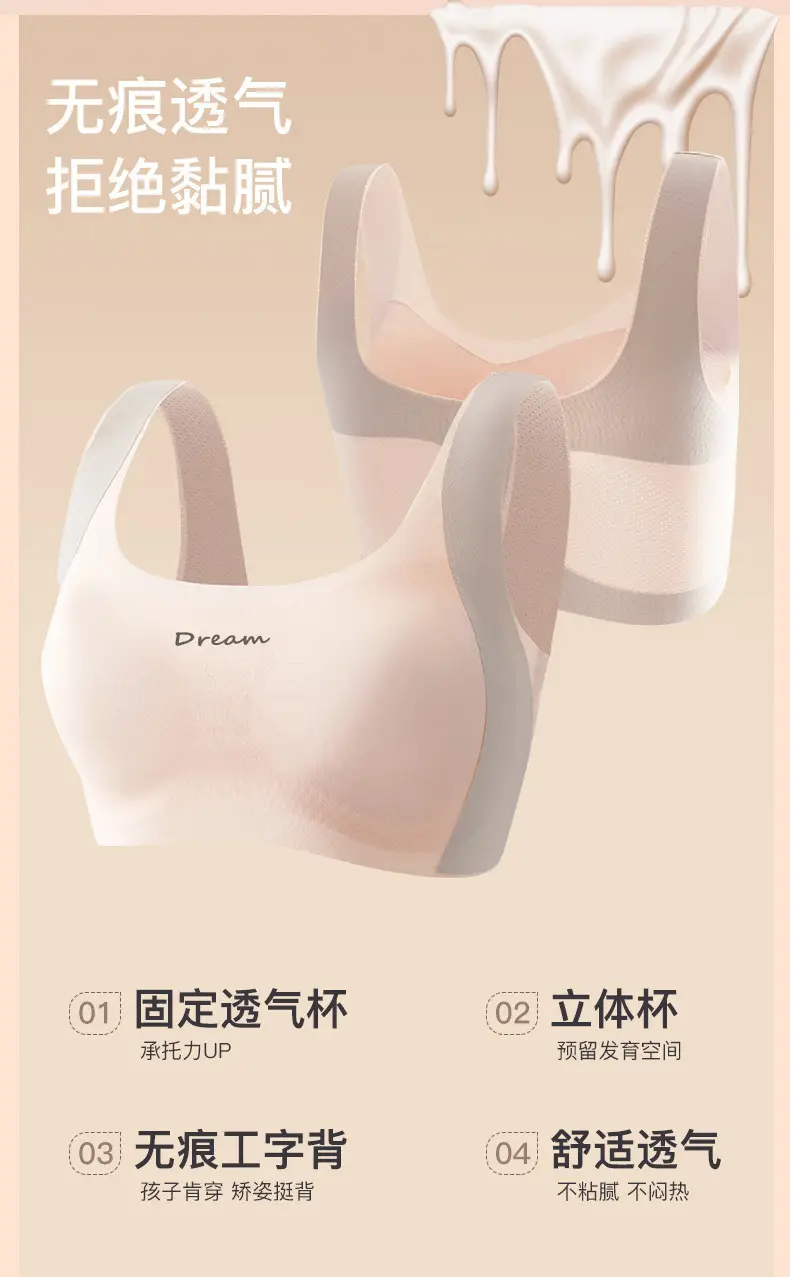 Summer New Style Seamless Bra for Adolescent Girls, Breathable, Comfortable and Skin-Friendly Girls' Underwear, Anti-Bump Vest — feature 20