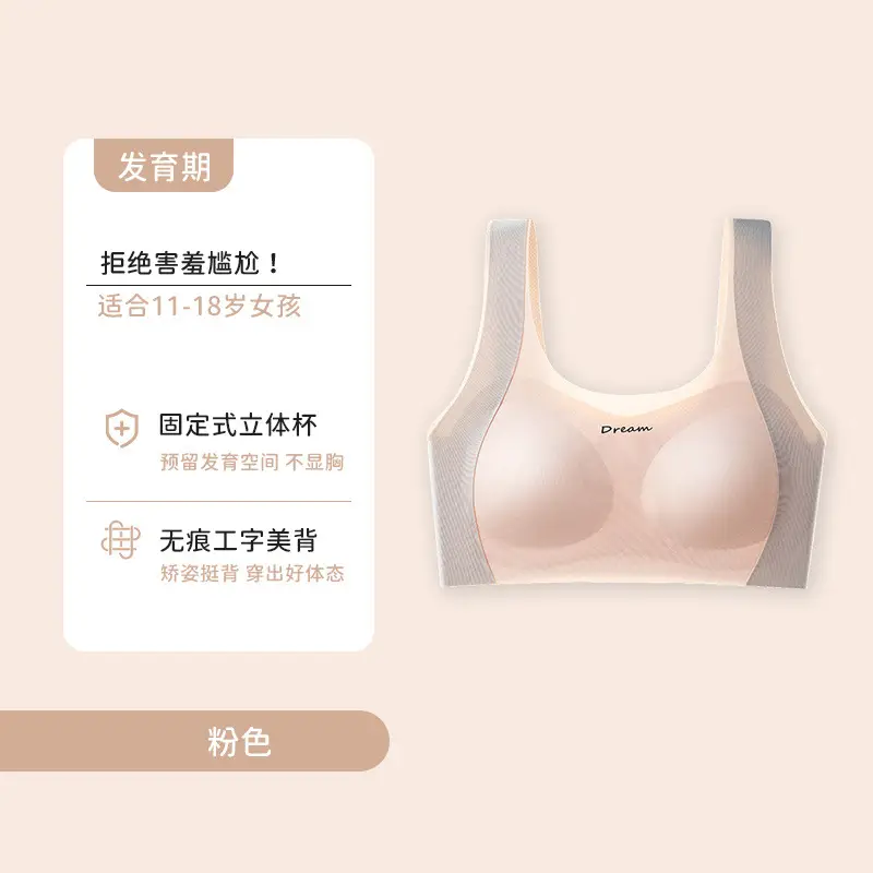 Summer New Style Seamless Bra for Adolescent Girls, Breathable, Comfortable and Skin-Friendly Girls' Underwear, Anti-Bump Vest