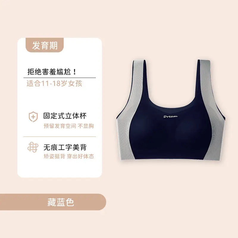 Summer New Style Seamless Bra for Adolescent Girls, Breathable, Comfortable and Skin-Friendly Girls' Underwear, Anti-Bump Vest