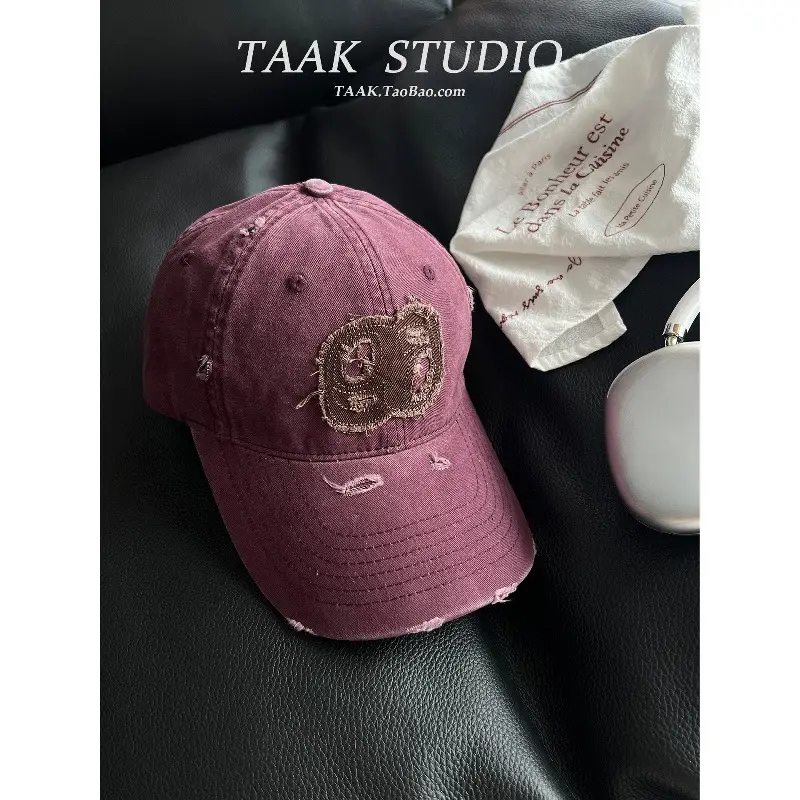 Women Distressed Baseball Caps with Duckbill Design - Image 12