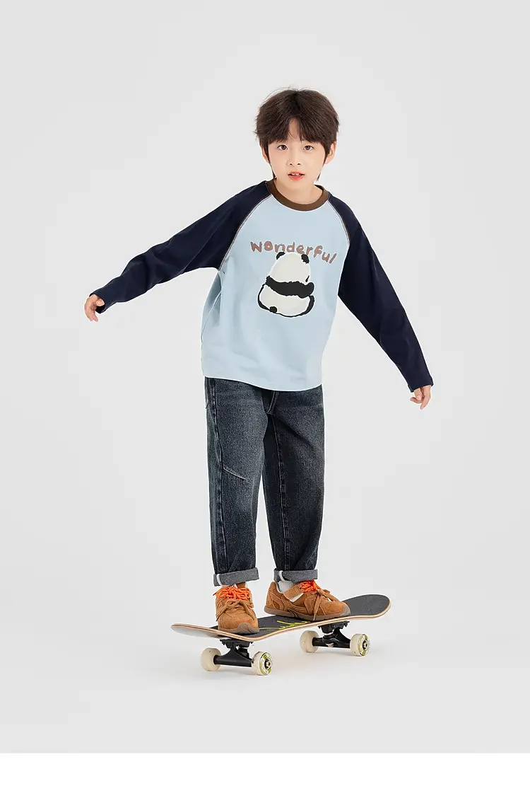 Boys Long Sleeve T-Shirt Panda Print 2026 Spring — feature 24