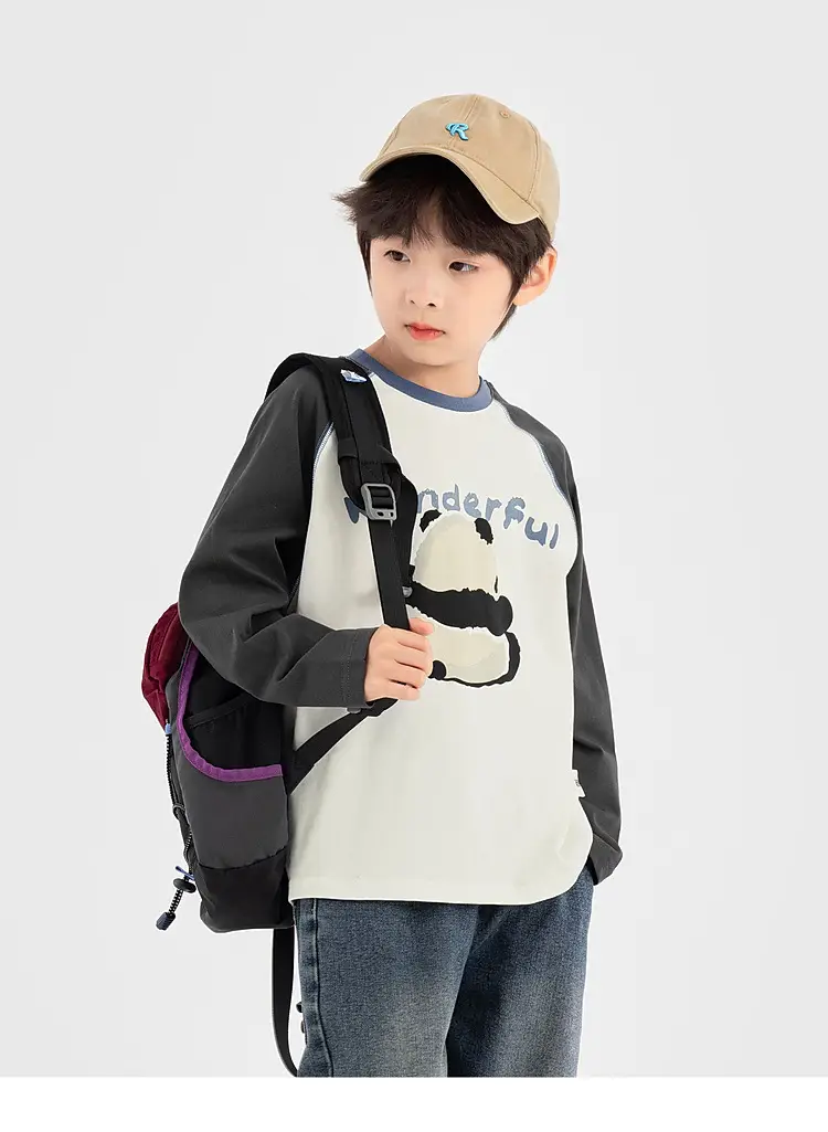 Boys Long Sleeve T-Shirt Panda Print 2026 Spring — feature 28