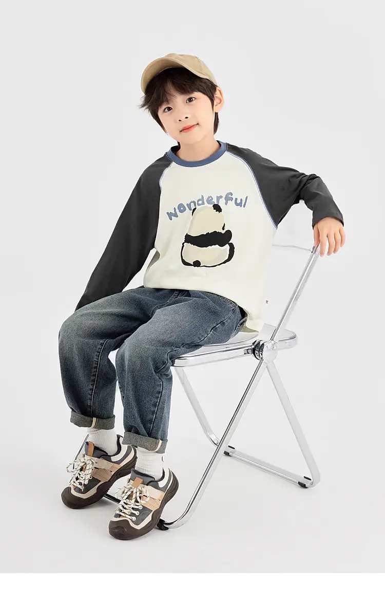 Boys Long Sleeve T-Shirt Panda Print 2026 Spring — feature 32