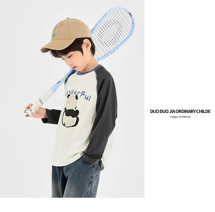 Boys Long Sleeve T-Shirt Panda Print 2026 Spring — feature 34
