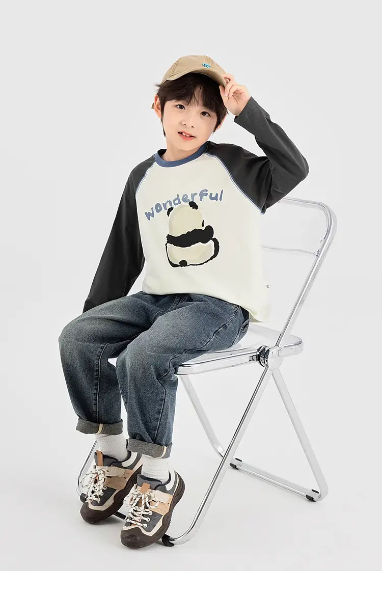 Boys Long Sleeve T-Shirt Panda Print 2026 Spring — feature 35