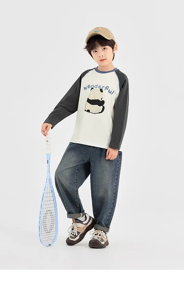 Boys Long Sleeve T-Shirt Panda Print 2026 Spring — feature 36