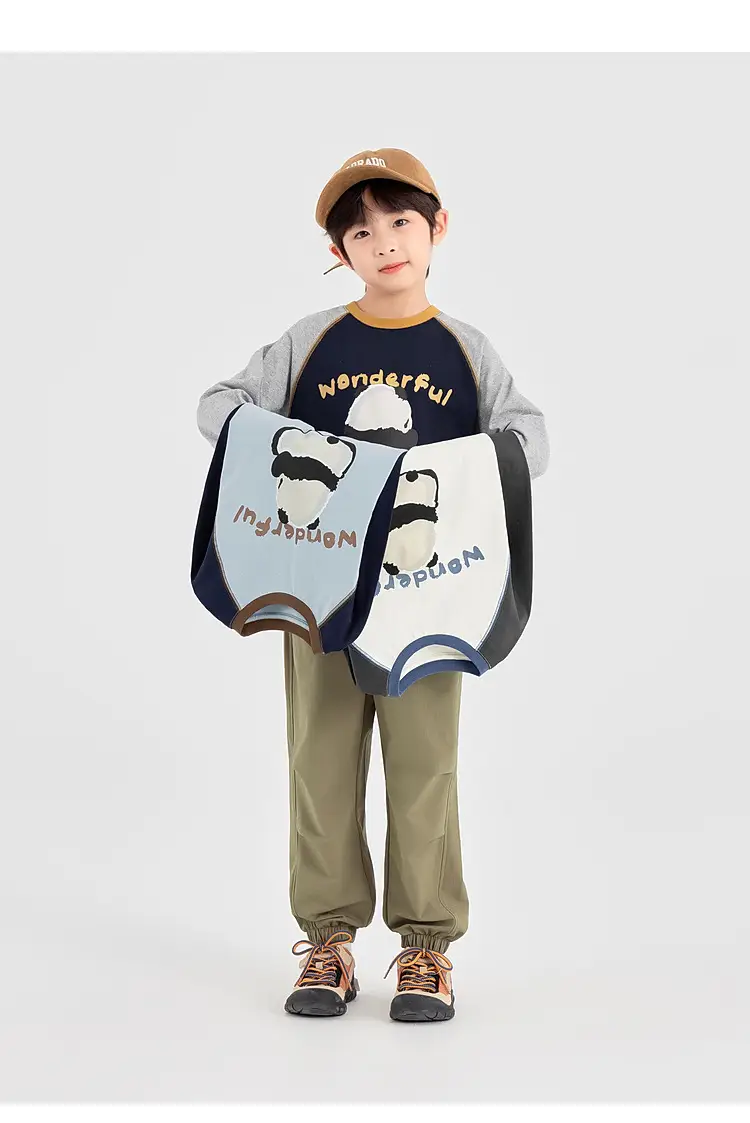 Boys Long Sleeve T-Shirt Panda Print 2026 Spring — feature 6