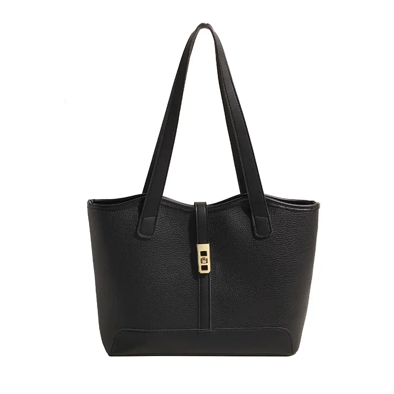 Black Vintage Women's Tote Bag with Gold Clasp