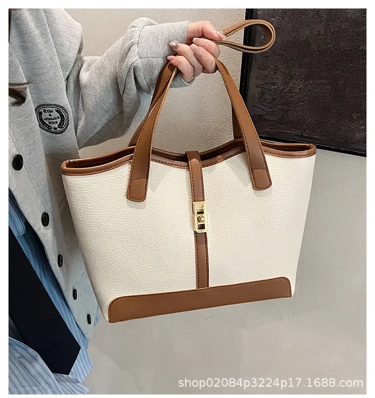Black Vintage Women's Tote Bag with Gold Clasp — feature 1
