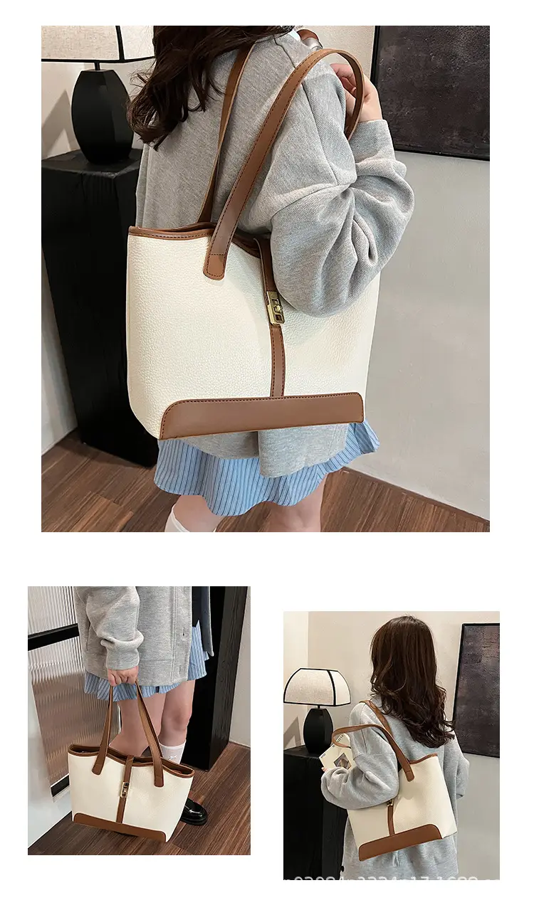 Black Vintage Women's Tote Bag with Gold Clasp — feature 10