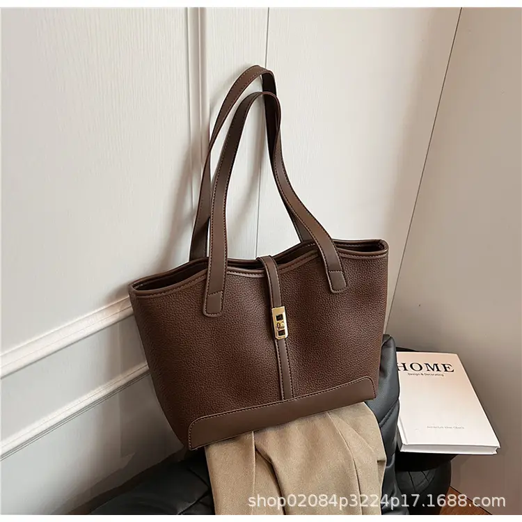 Black Vintage Women's Tote Bag with Gold Clasp — feature 21