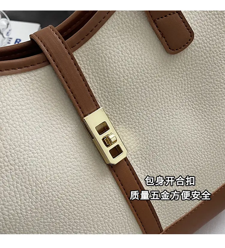 Black Vintage Women's Tote Bag with Gold Clasp — feature 4