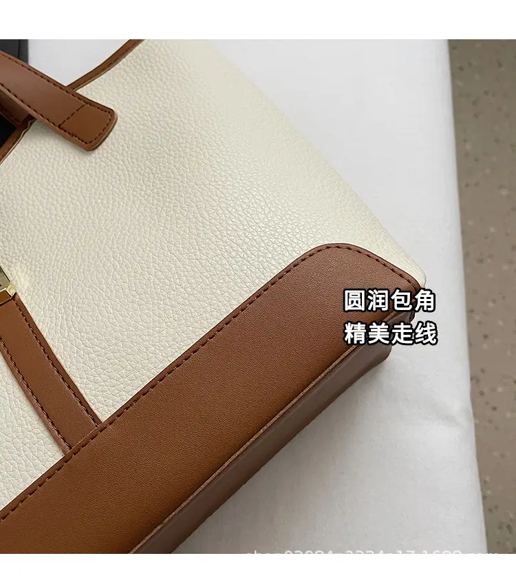 Black Vintage Women's Tote Bag with Gold Clasp — feature 5