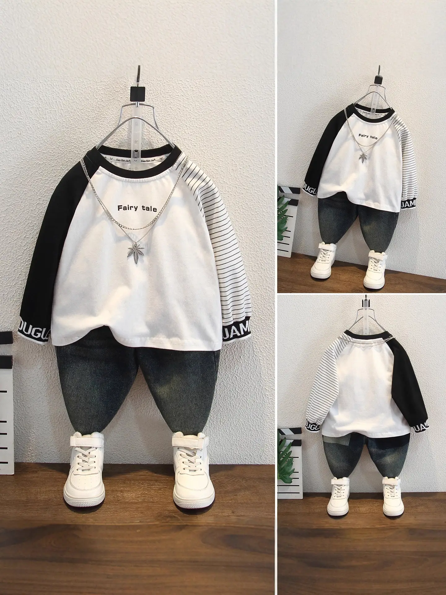 Boys Long Sleeve T-Shirt White Black Autumn 2026 - Image 3