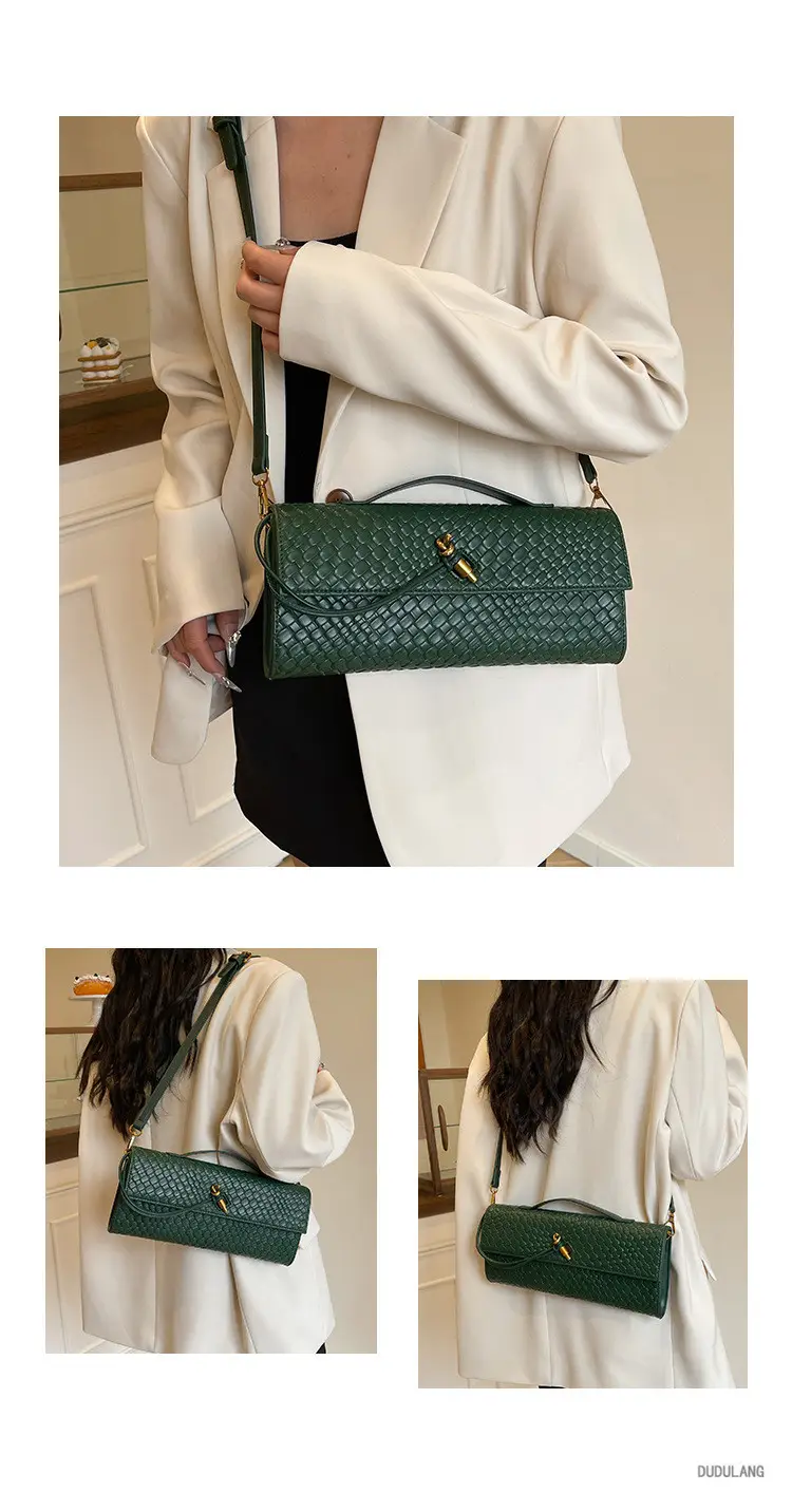Gold Woven Crossbody Bag with Leather Trim — feature 10