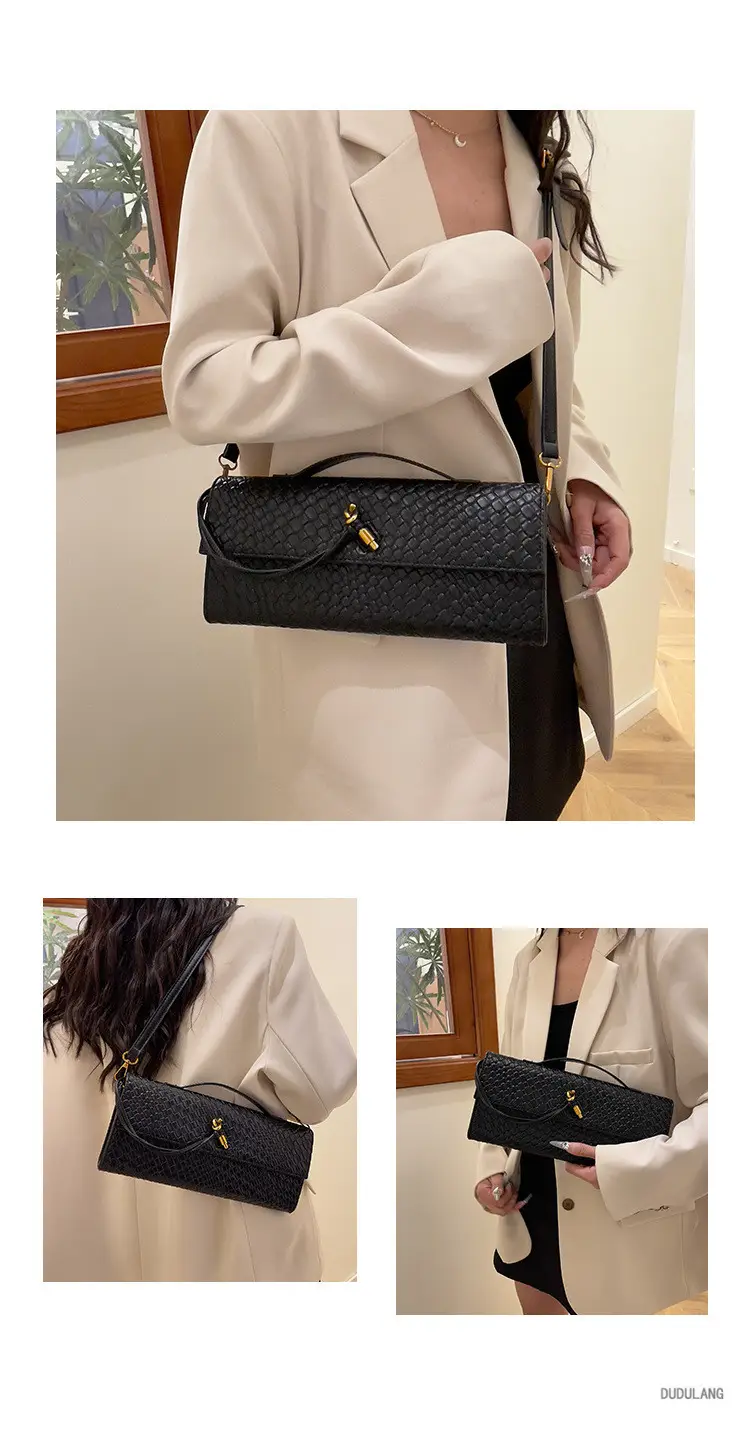Gold Woven Crossbody Bag with Leather Trim — feature 11
