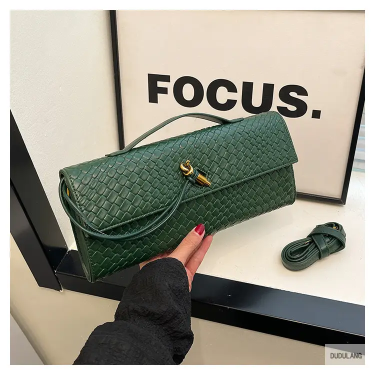 Gold Woven Crossbody Bag with Leather Trim — feature 16