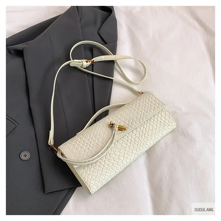 Gold Woven Crossbody Bag with Leather Trim — feature 22
