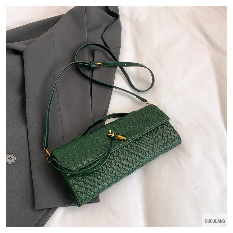 Gold Woven Crossbody Bag with Leather Trim — feature 23