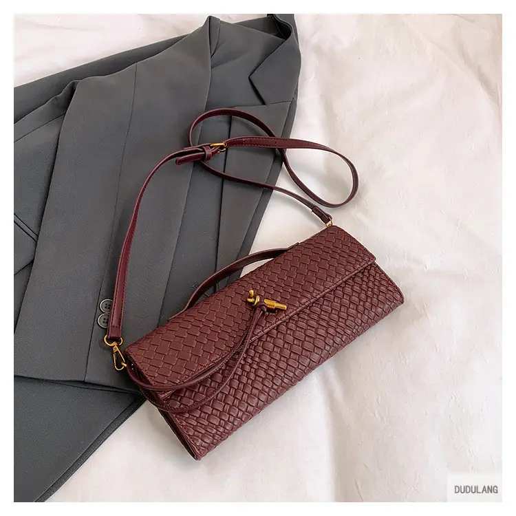 Gold Woven Crossbody Bag with Leather Trim — feature 26