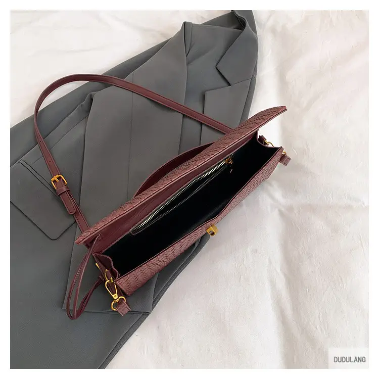 Gold Woven Crossbody Bag with Leather Trim — feature 27