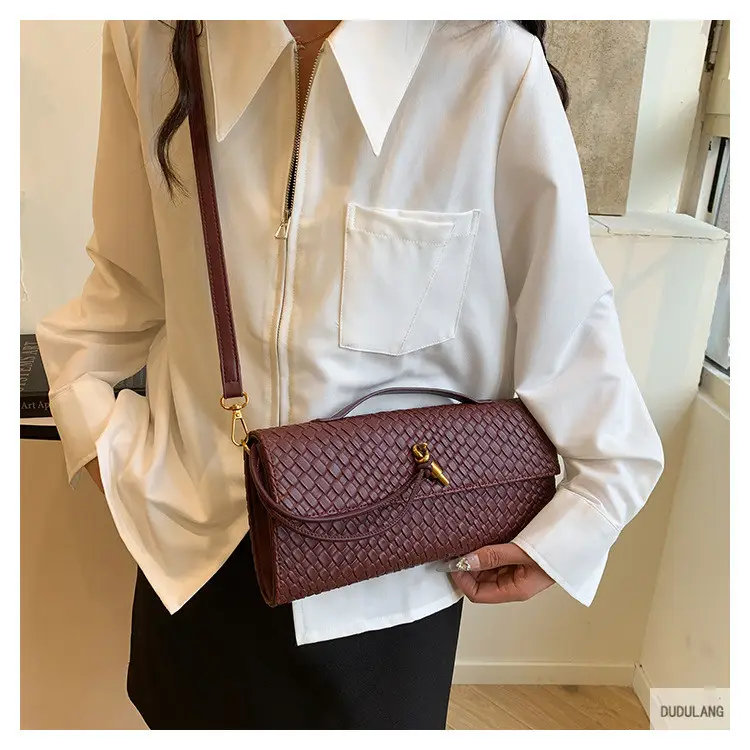 Gold Woven Crossbody Bag with Leather Trim — feature 28