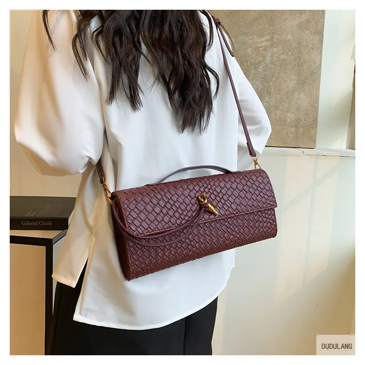 Gold Woven Crossbody Bag with Leather Trim — feature 29