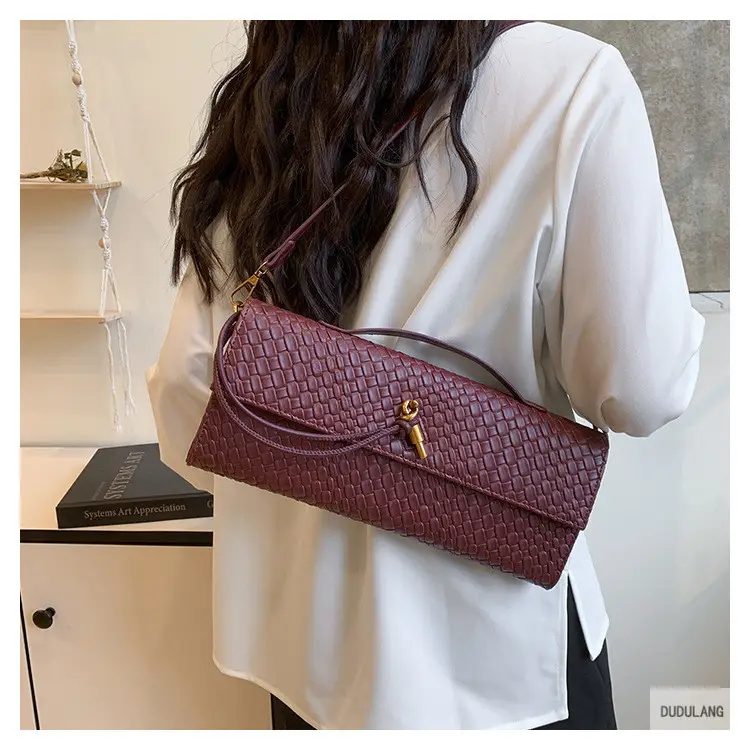 Gold Woven Crossbody Bag with Leather Trim — feature 30