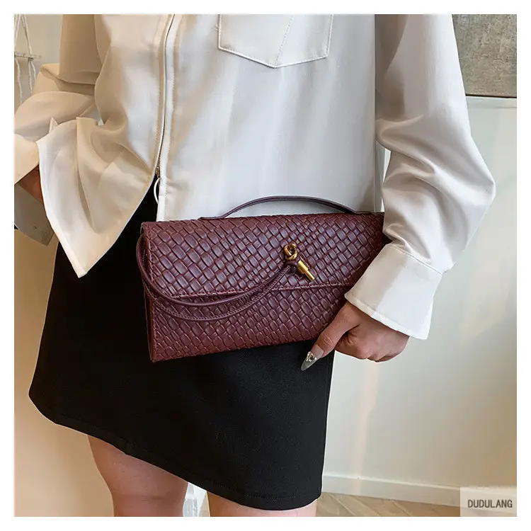 Gold Woven Crossbody Bag with Leather Trim — feature 31