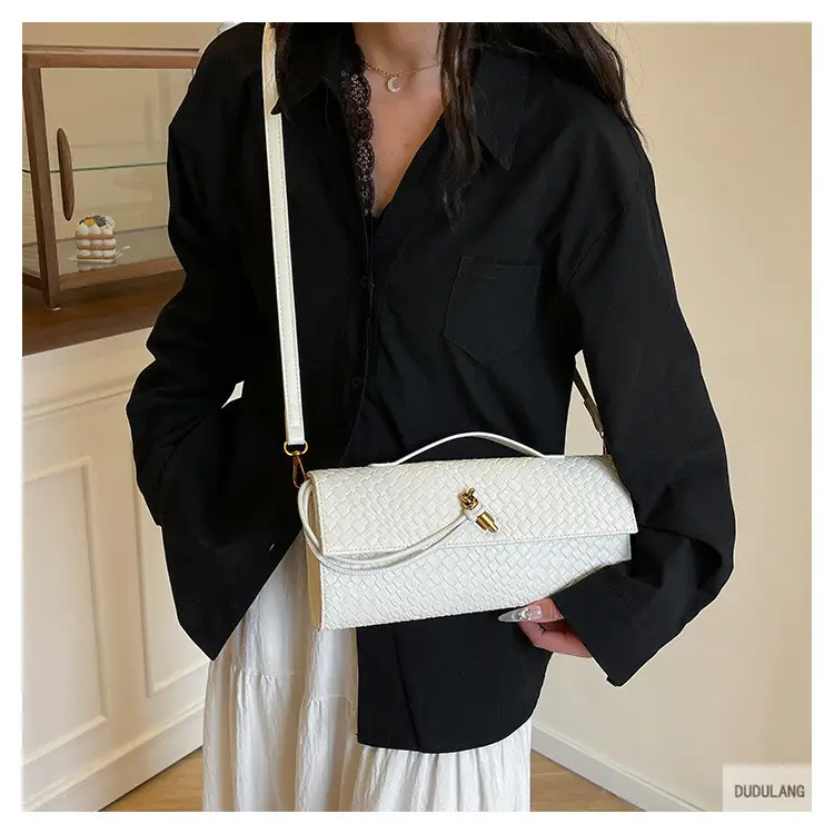 Gold Woven Crossbody Bag with Leather Trim — feature 32