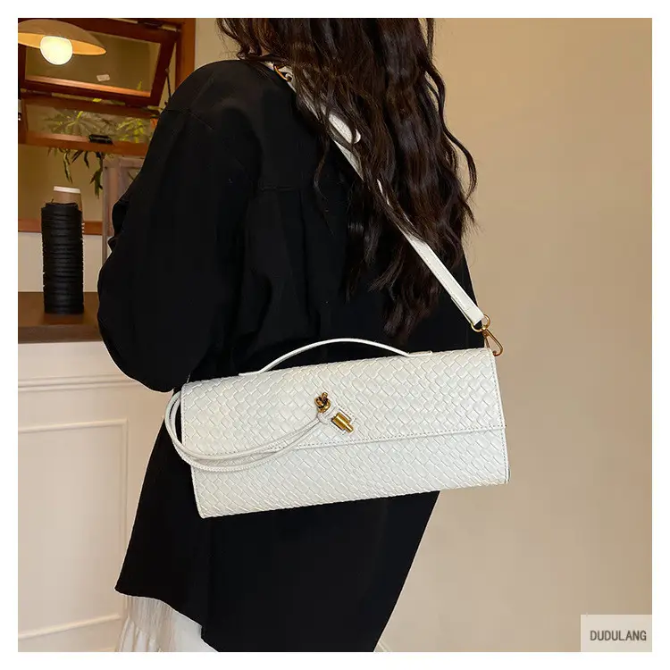 Gold Woven Crossbody Bag with Leather Trim — feature 34