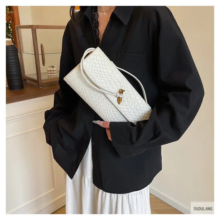 Gold Woven Crossbody Bag with Leather Trim — feature 36