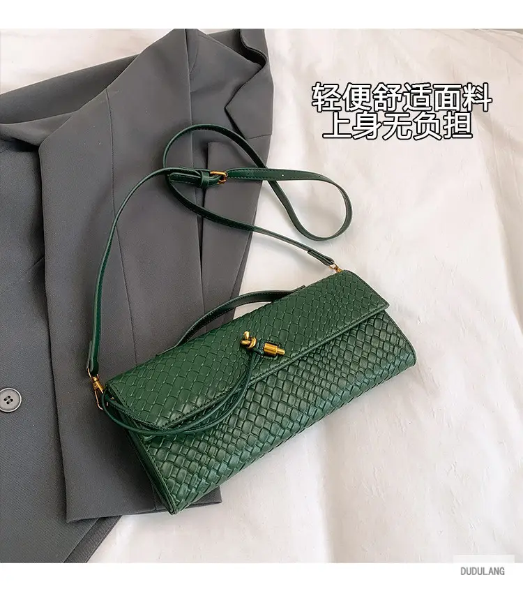 Gold Woven Crossbody Bag with Leather Trim — feature 4