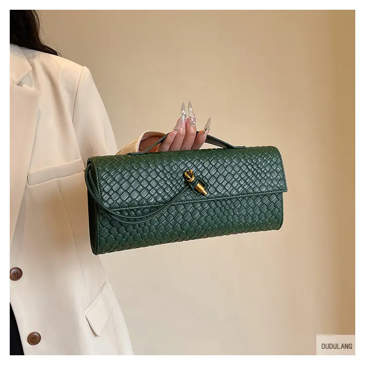 Gold Woven Crossbody Bag with Leather Trim — feature 40