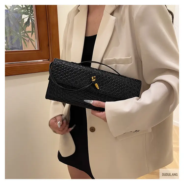 Gold Woven Crossbody Bag with Leather Trim — feature 44