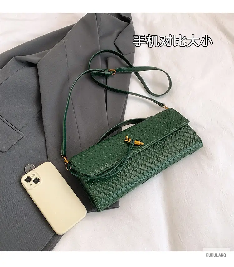 Gold Woven Crossbody Bag with Leather Trim — feature 5