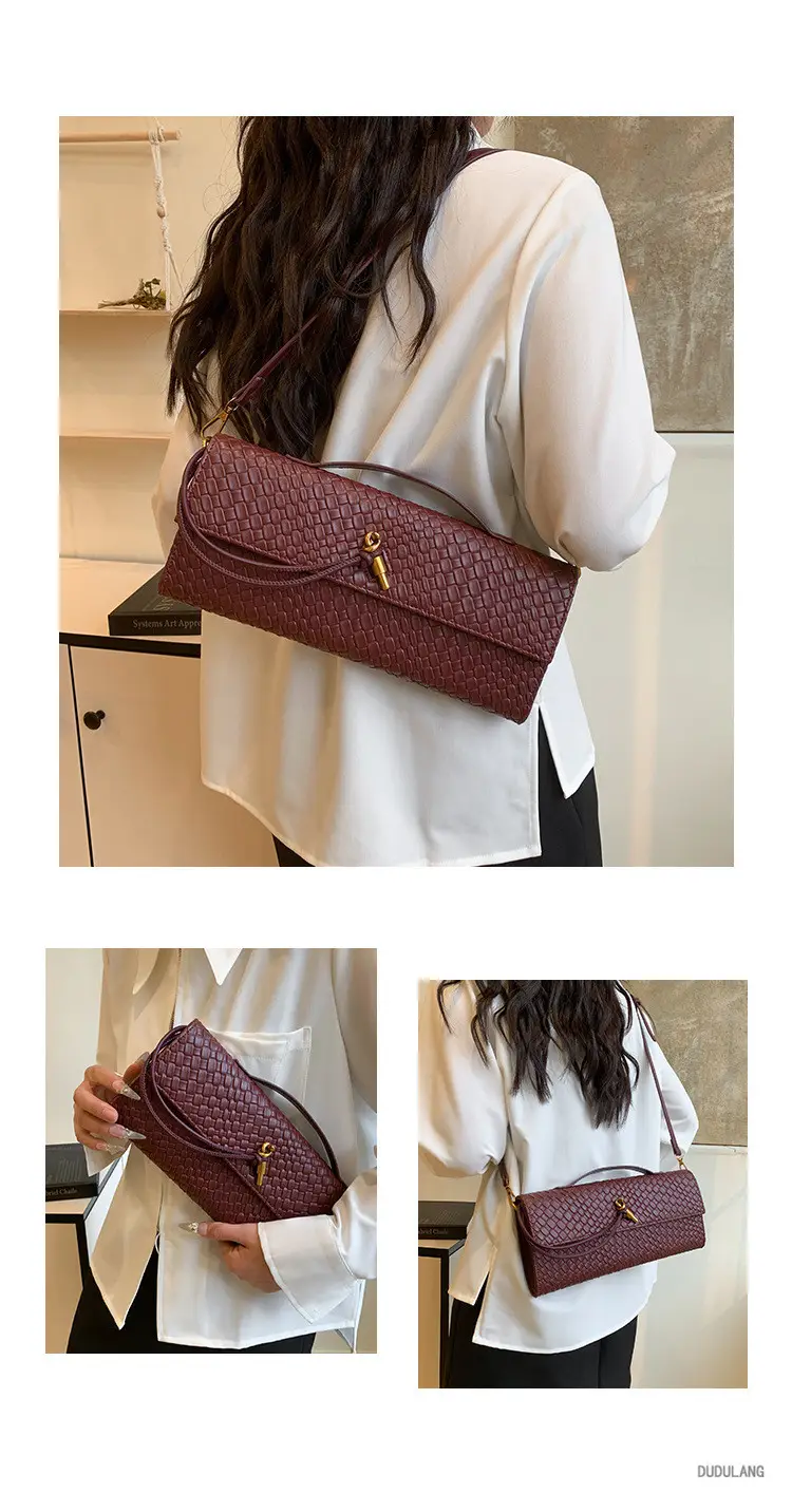 Gold Woven Crossbody Bag with Leather Trim — feature 8