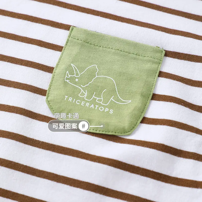 Baby Striped T-Shirt Green Spring Boys Girls - Image 3