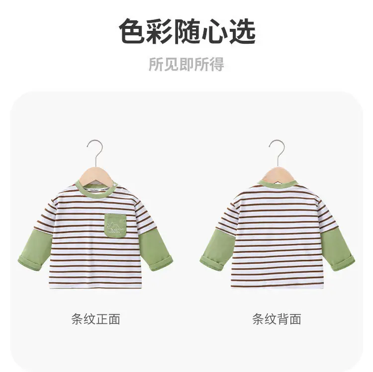 Baby Striped T-Shirt Green Spring Boys Girls — feature 6