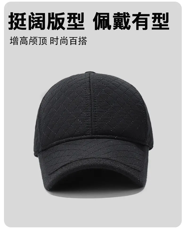 Winter Black Fleece Baseball Cap with Ear Protection — feature 5