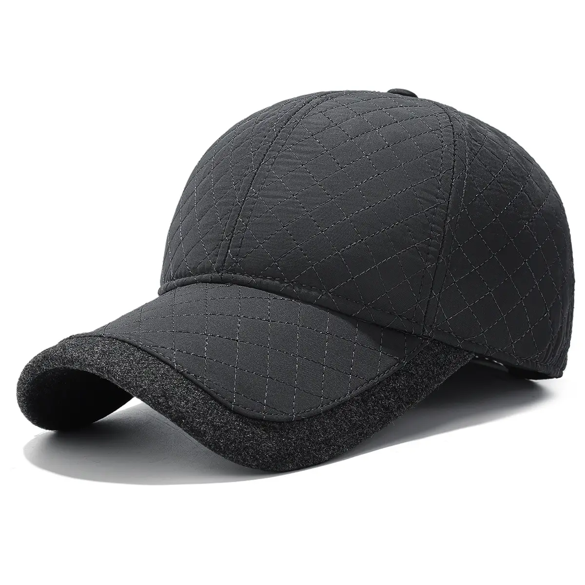 Winter Black Fleece Baseball Cap with Ear Protection - Image 2