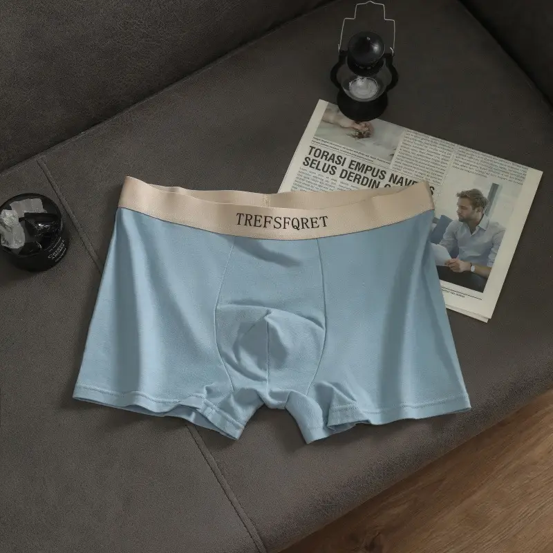 Men Cotton Antibacterial Light Blue Shorts Underwear - Image 3