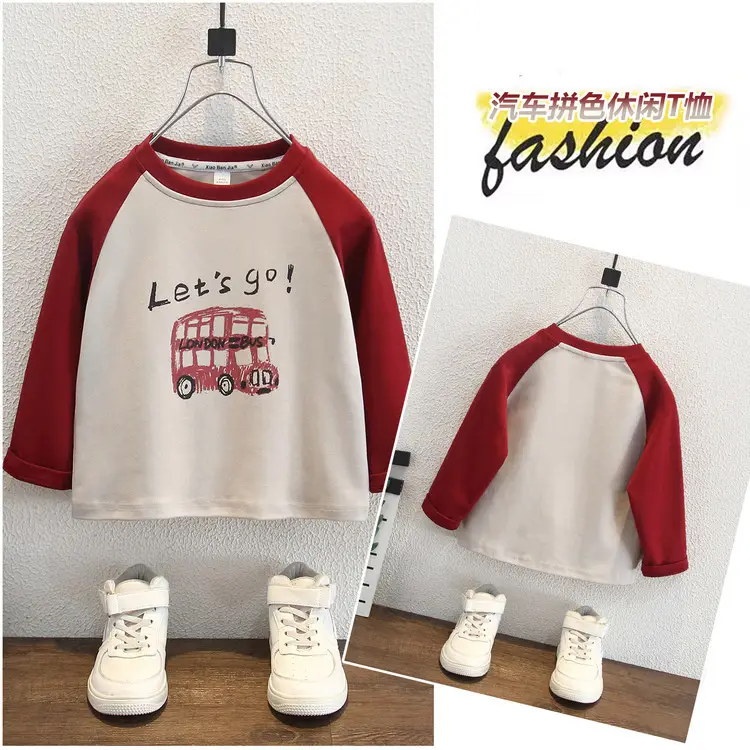 Boys Raglan Sleeve T-Shirt White Red 2025