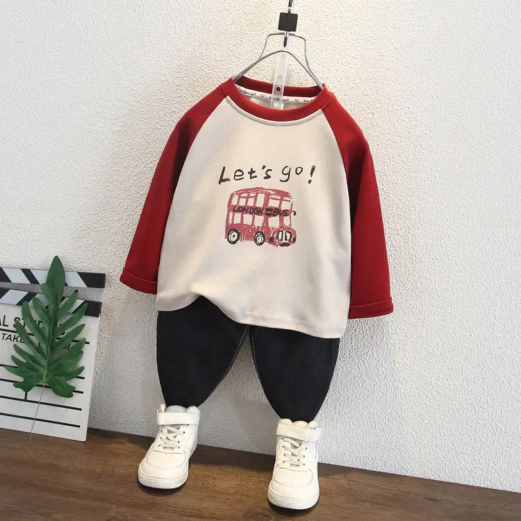 Boys Raglan Sleeve T-Shirt White Red 2025