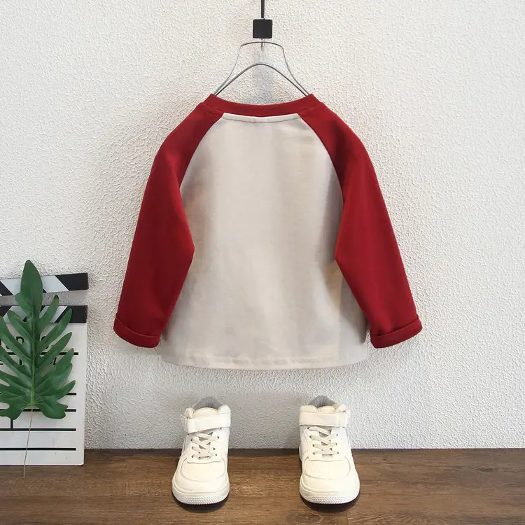 Boys Raglan Sleeve T-Shirt White Red 2025