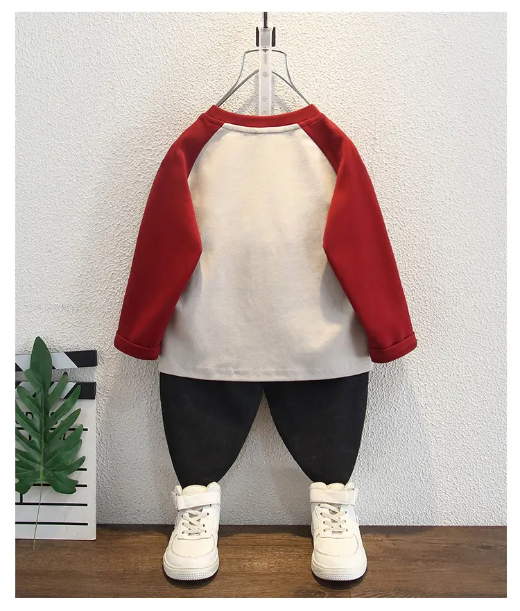 Boys Raglan Sleeve T-Shirt White Red 2025 — feature 8